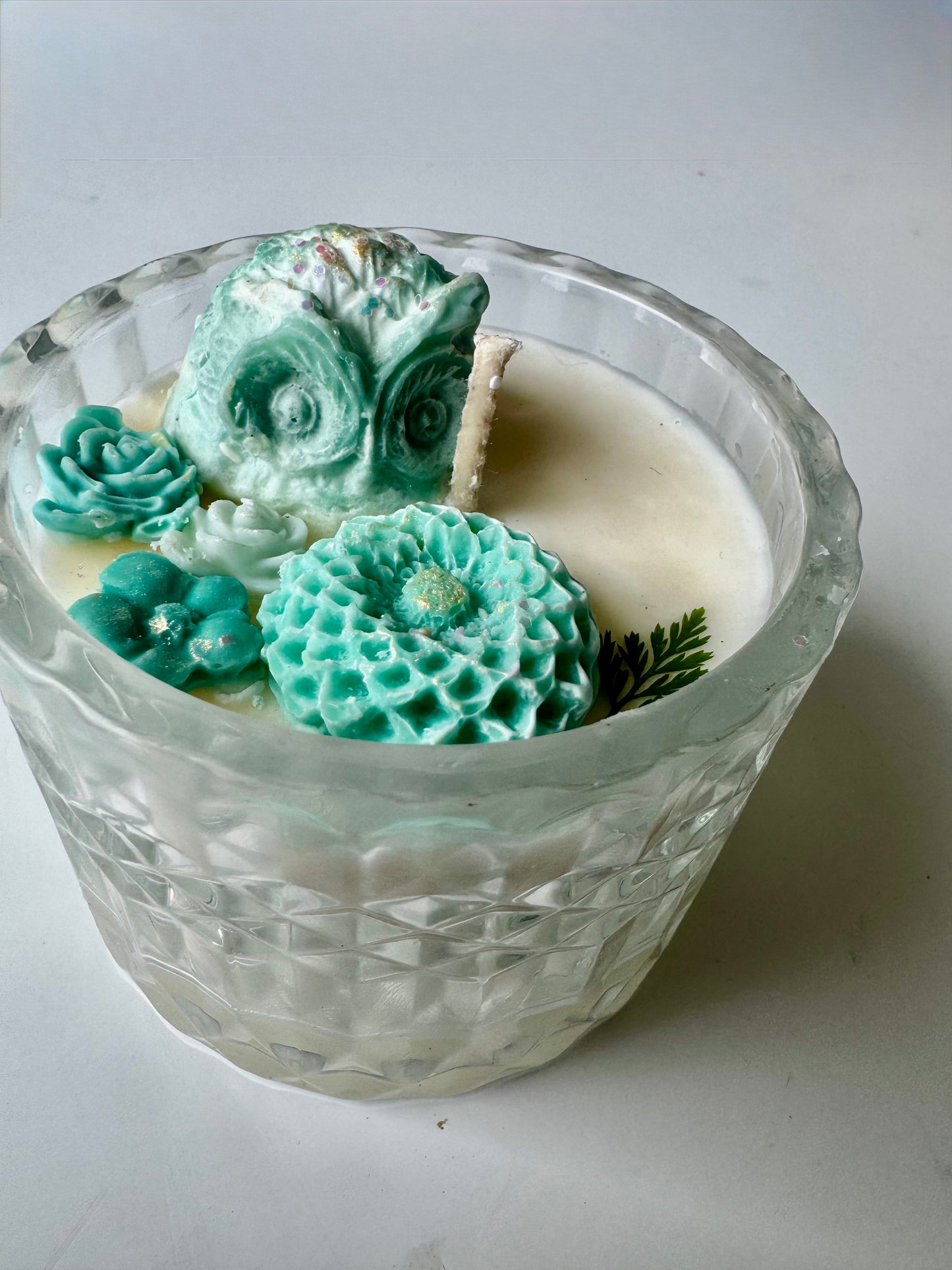 7oz Blue Teal Owl Candle